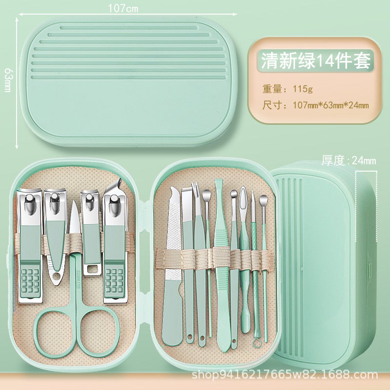 Nail Clipper Set, Manicure Tool Set, 14-Piece Stainless Steel Nail Clipper, Portable Manicure Tool Set - Image 1